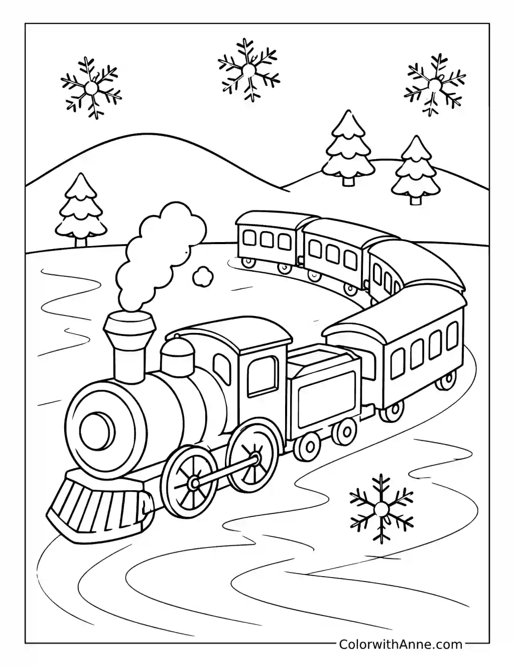 The Polar Express on an Icy Lake coloring page