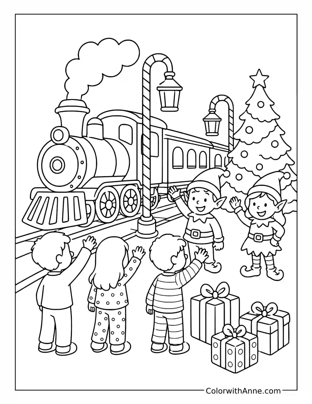 The Polar Express Reaches the North Pole coloring page