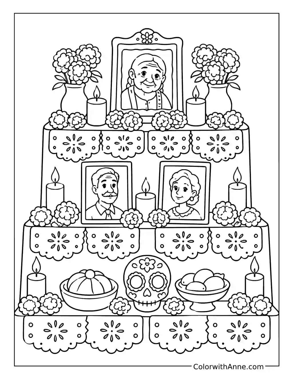 The Rivera Family Ofrenda coloring page