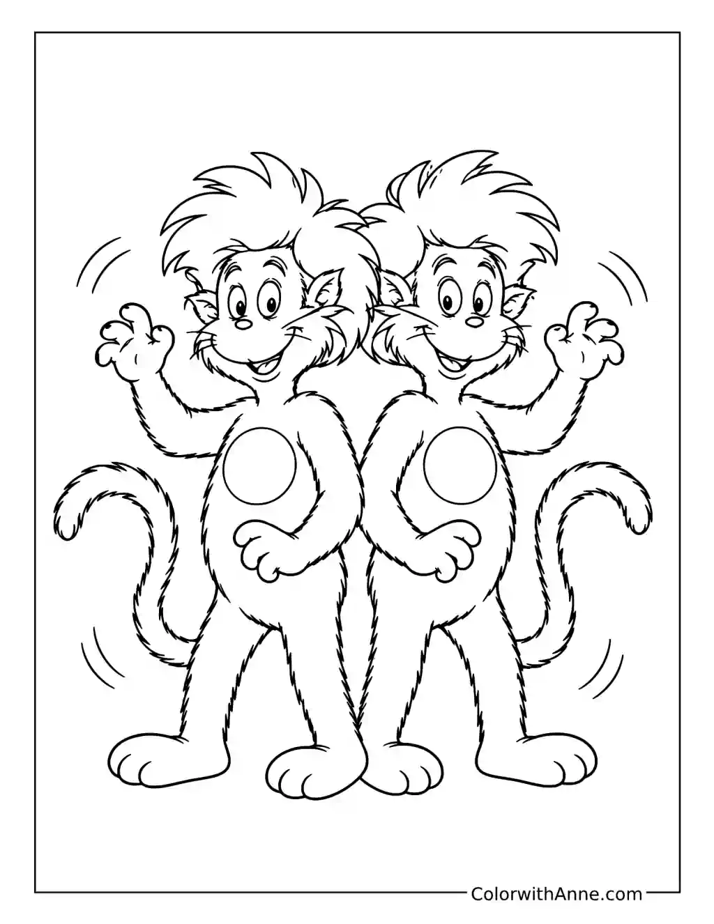 Thing One and Thing Two Portrait coloring page