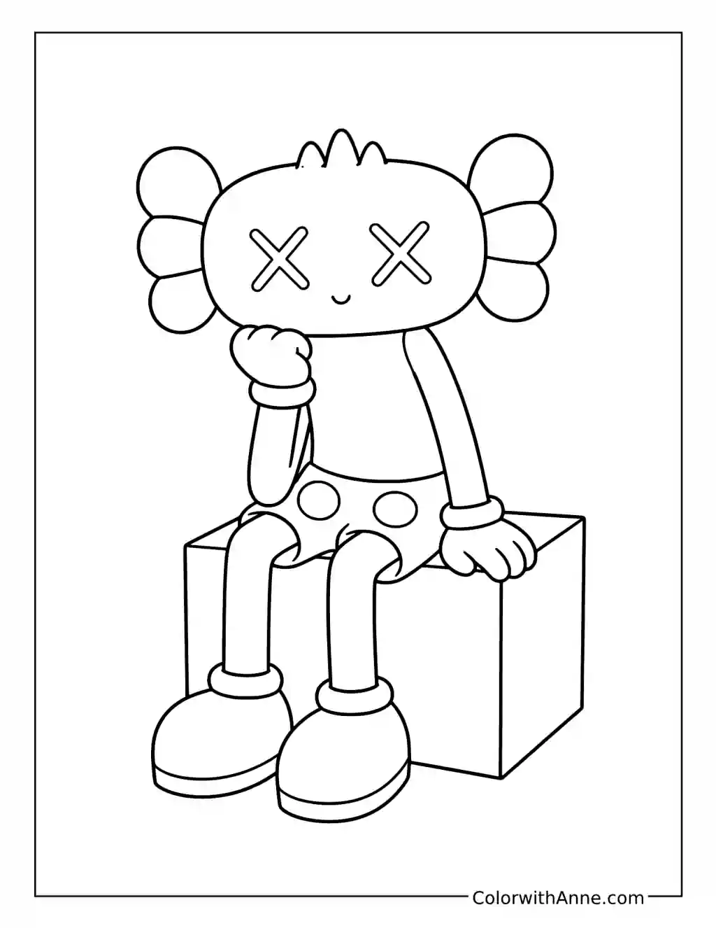 Thoughtful X-Eyed Art Toy coloring page