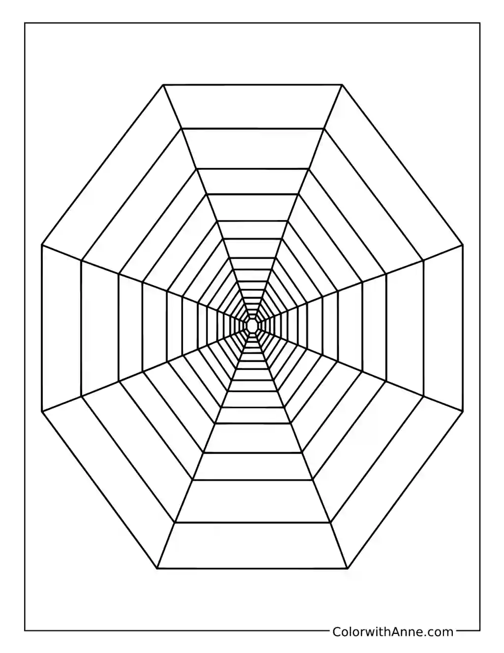 Three-Dimensional Geometric Tunnel coloring page