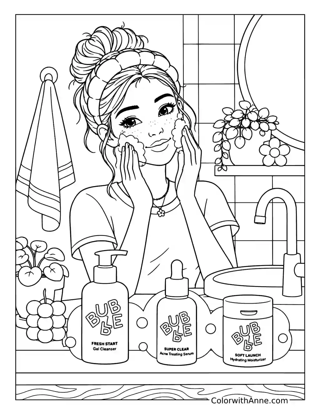 Three-Step Morning Routine coloring page