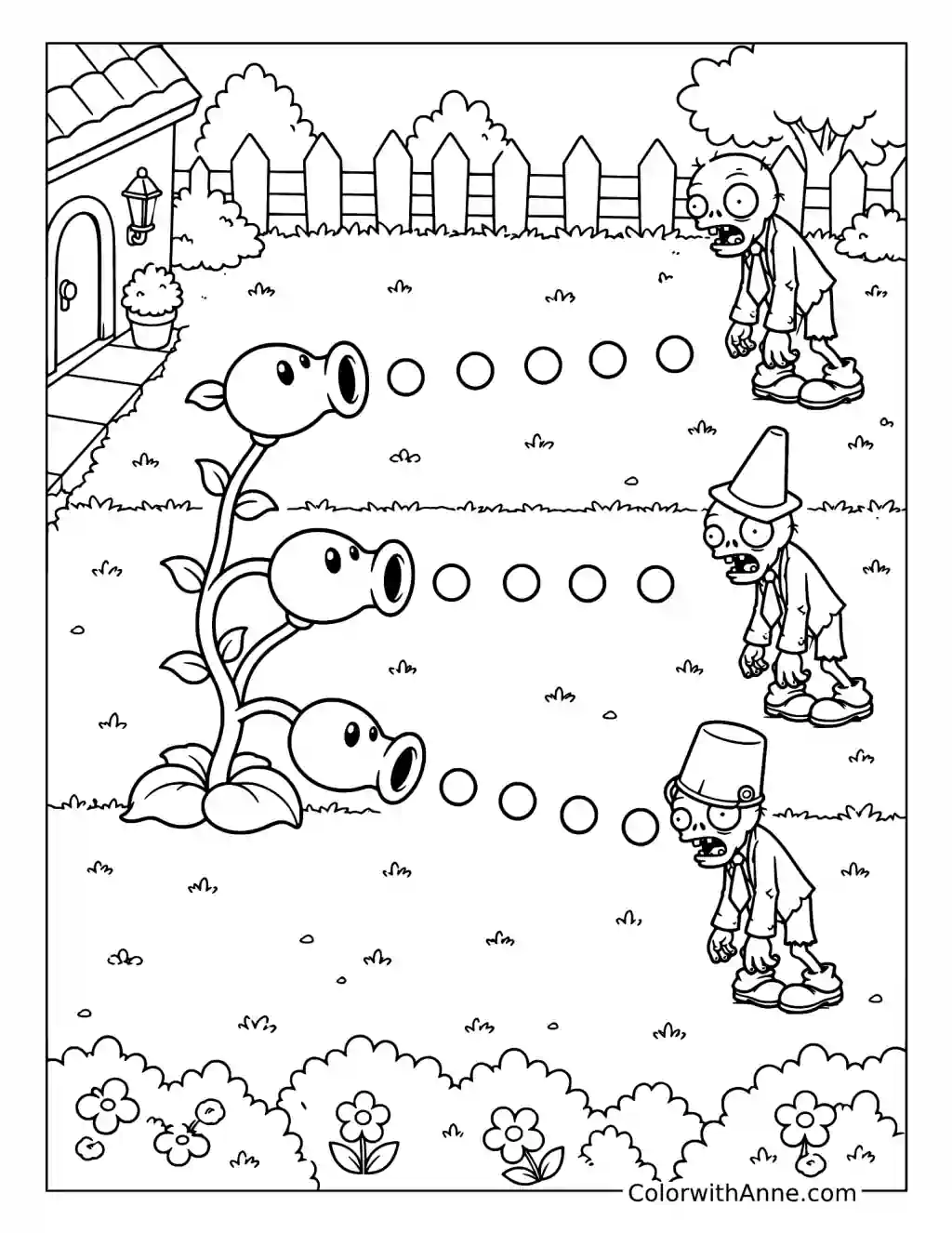 Threepeater’s Triple Lane Defense coloring page