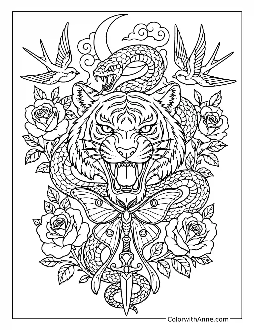 20 Tattoo Coloring Pages (Free PDF Printables)