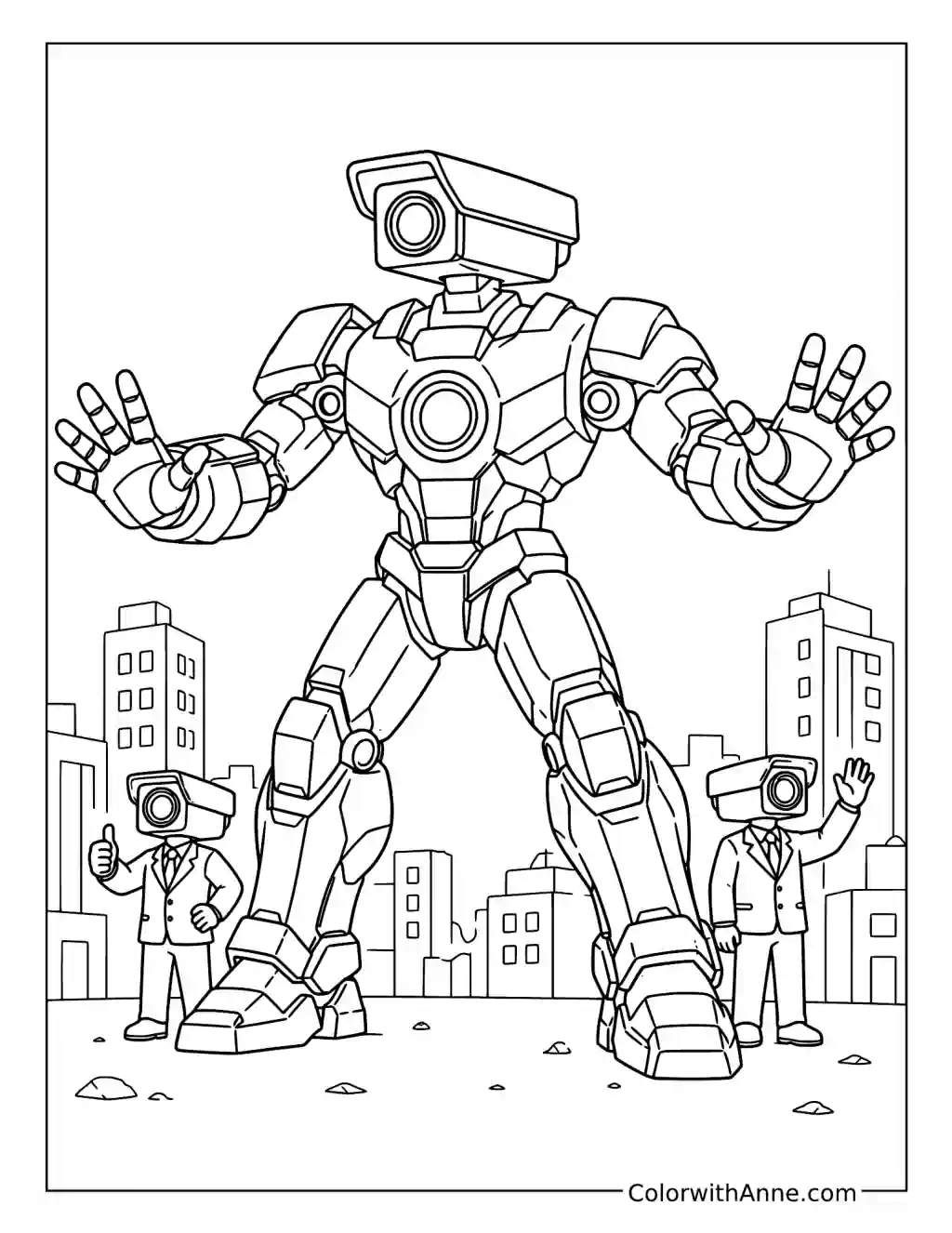 Titan Cameraman Guards His Allies coloring page