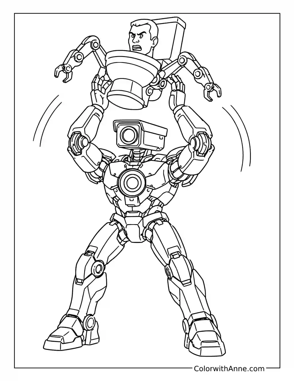 Titan Cameraman Lifts a Toilet Robot coloring page