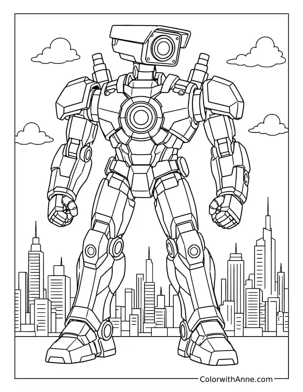 Titan Cameraman Over the City coloring page