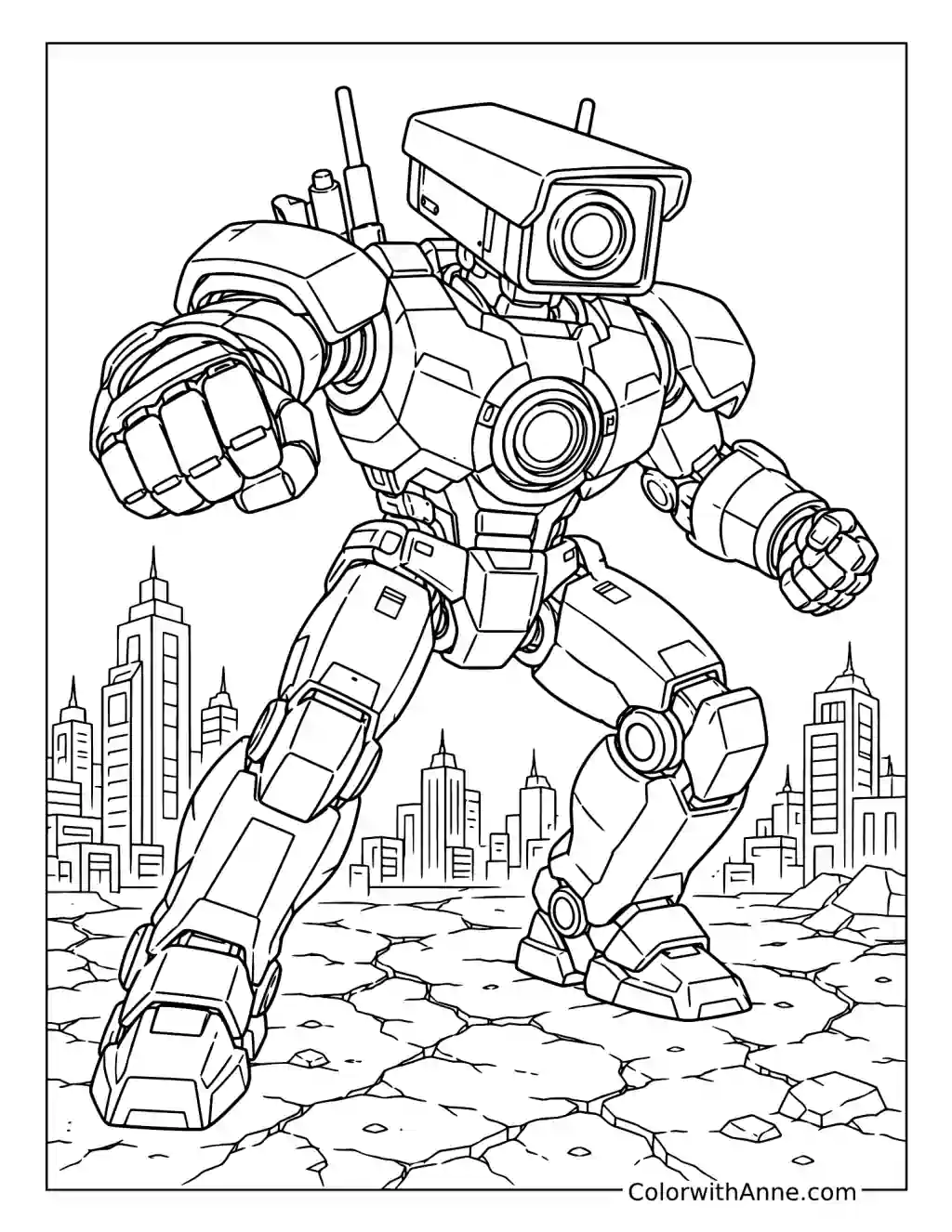 Titan Cameraman Ready for Battle coloring page