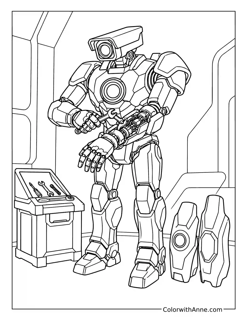 Titan Cameraman Upgrades His Mechanical Arm coloring page