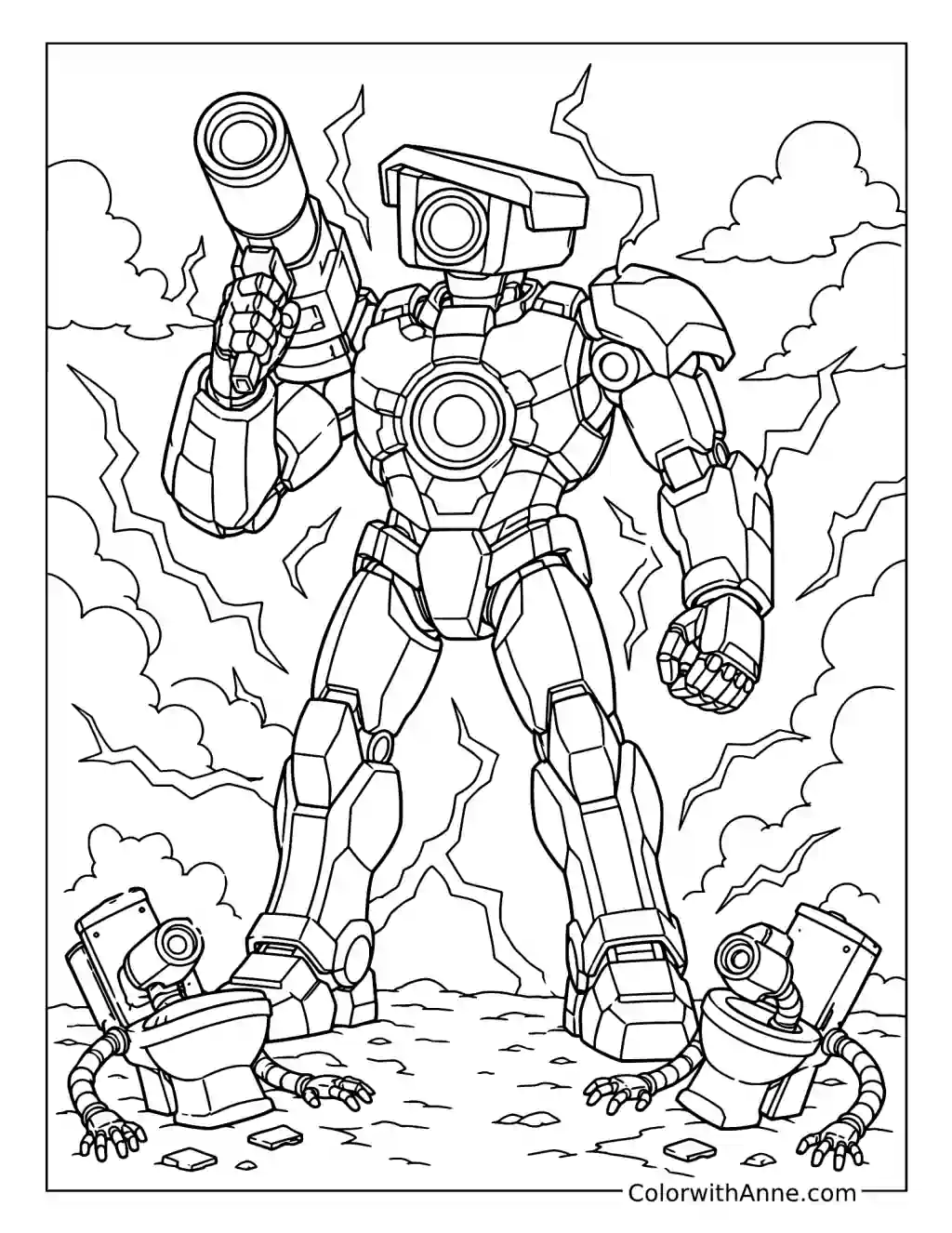 Titan Cameraman's Final Battle coloring page