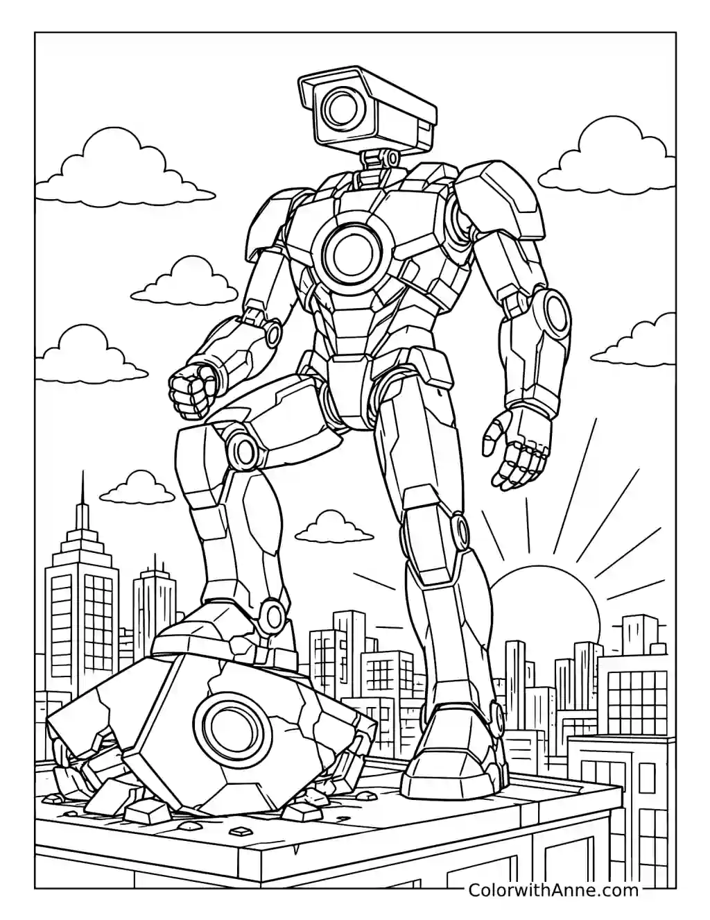 Titan Cameraman's Rooftop Triumph coloring page
