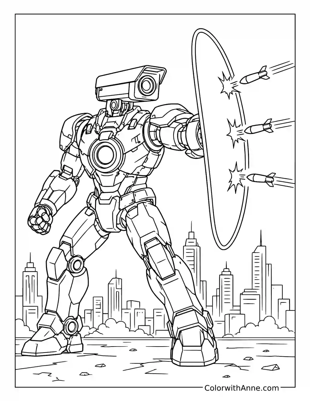 Titan Cameraman's Shield Defense coloring page