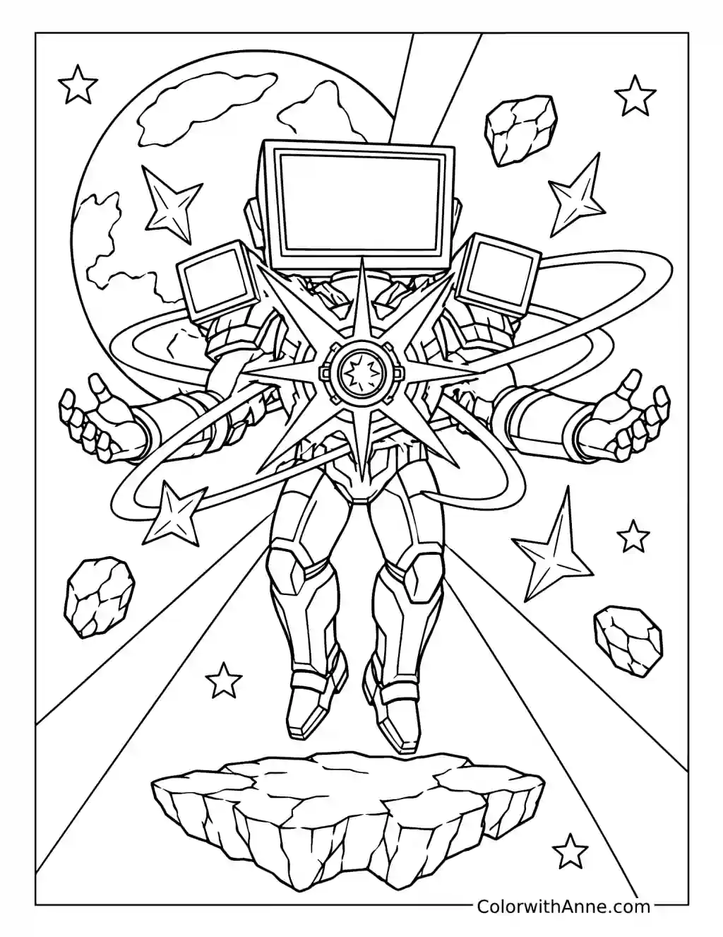 Titan TV Man Cosmic Core Awakening coloring page