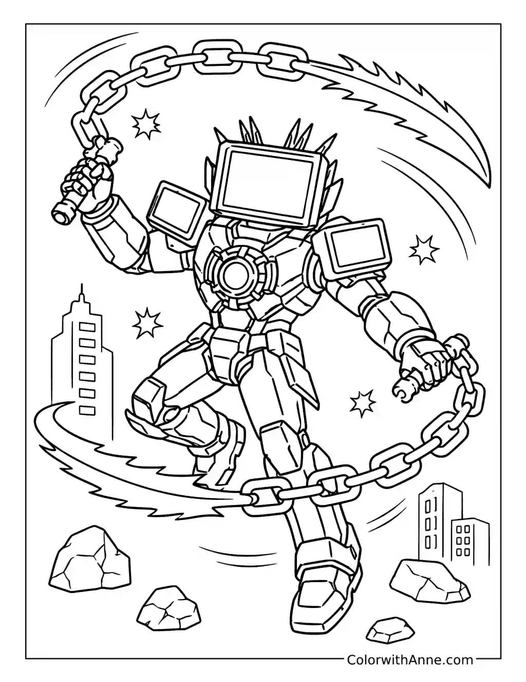 Titan TV Man Energy Chain Blades coloring page