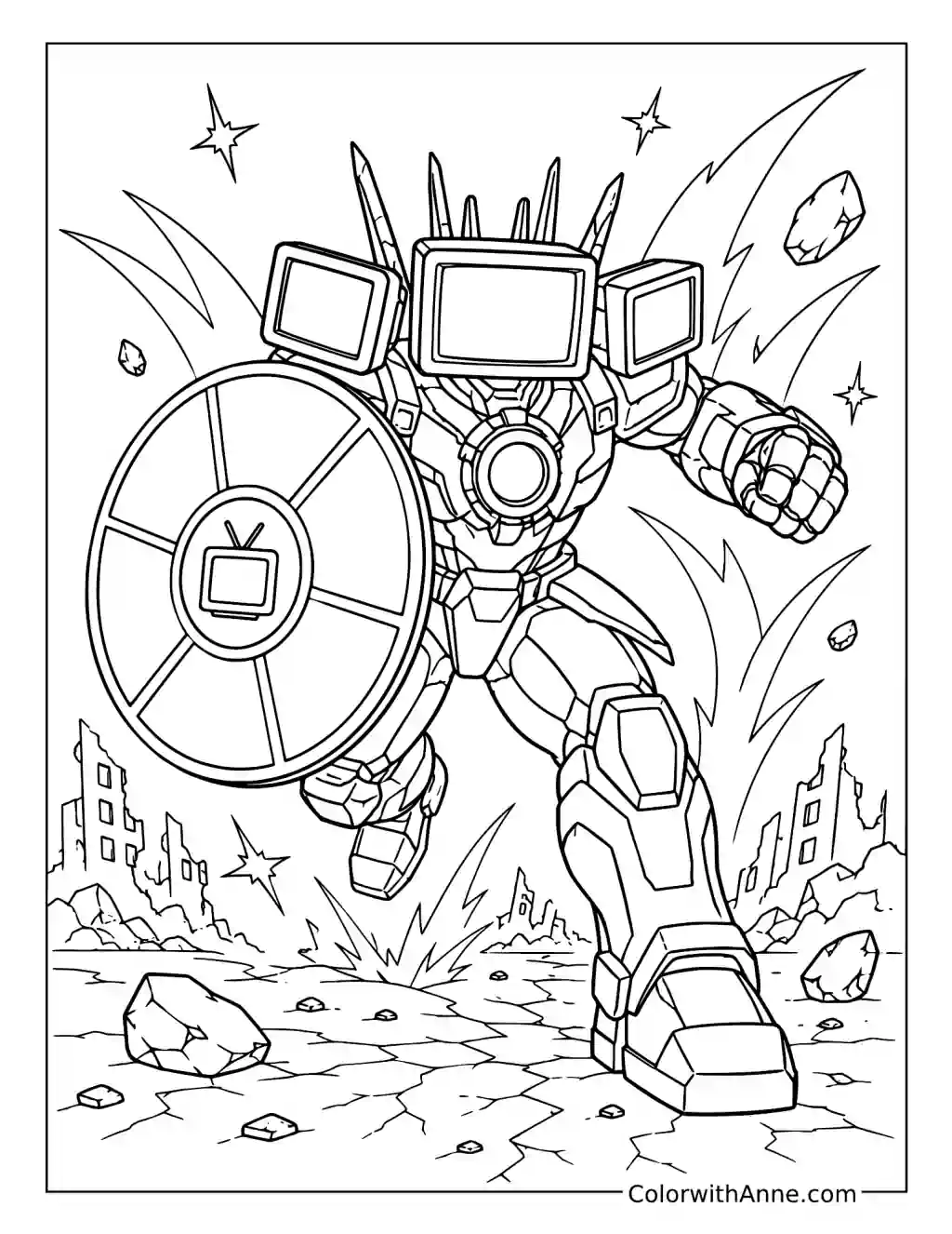Titan TV Man Energy Shield Bash coloring page