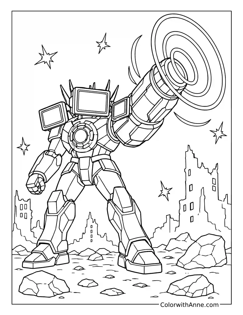 Titan TV Man Plasma Cannon coloring page