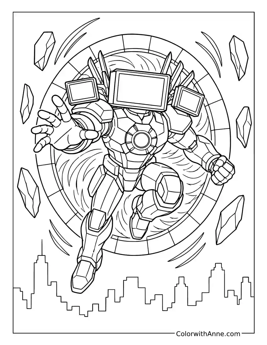 Titan TV Man Portal Leap coloring page