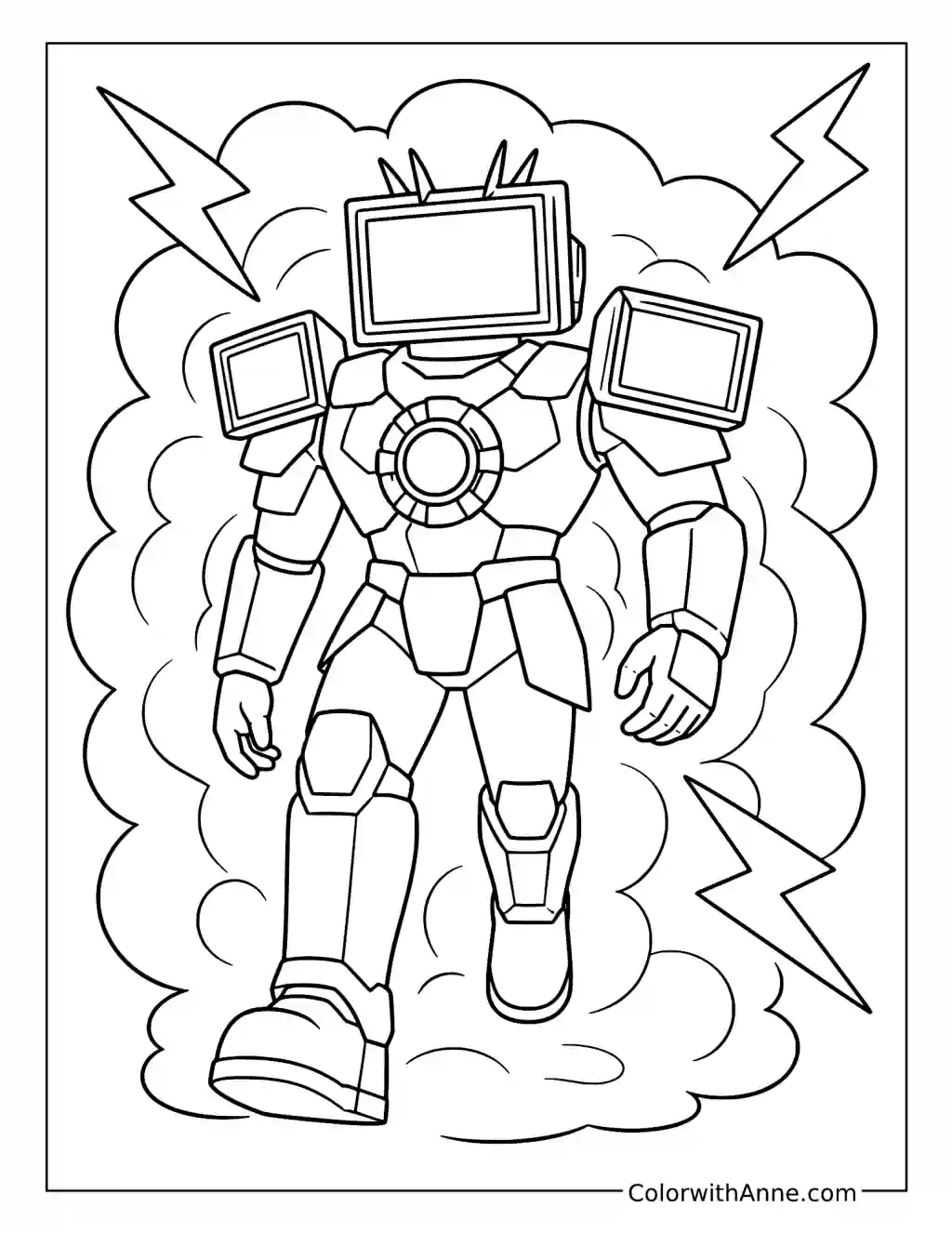Titan TV Man Teleporting Through Black Smoke coloring page