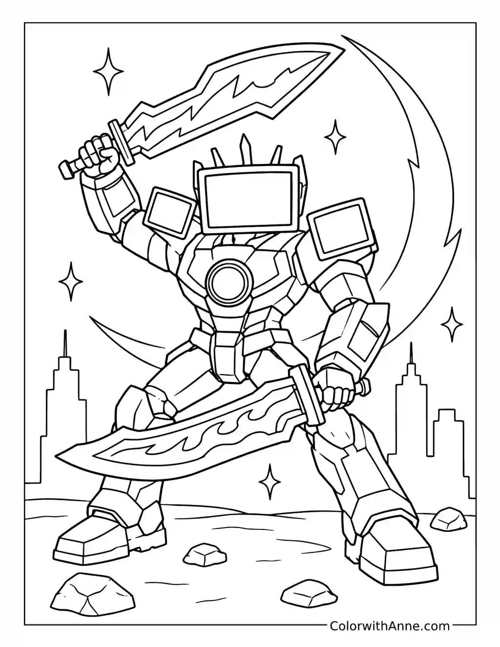 Titan TV Man Twin Energy Blades coloring page