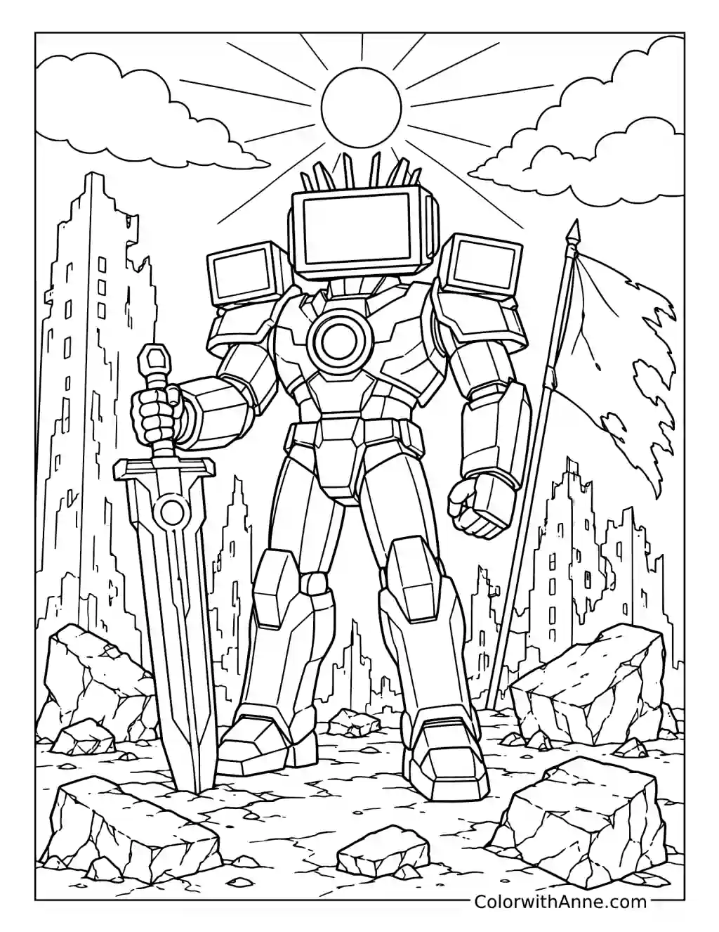 Titan TV Man Victory on the Battlefield coloring page