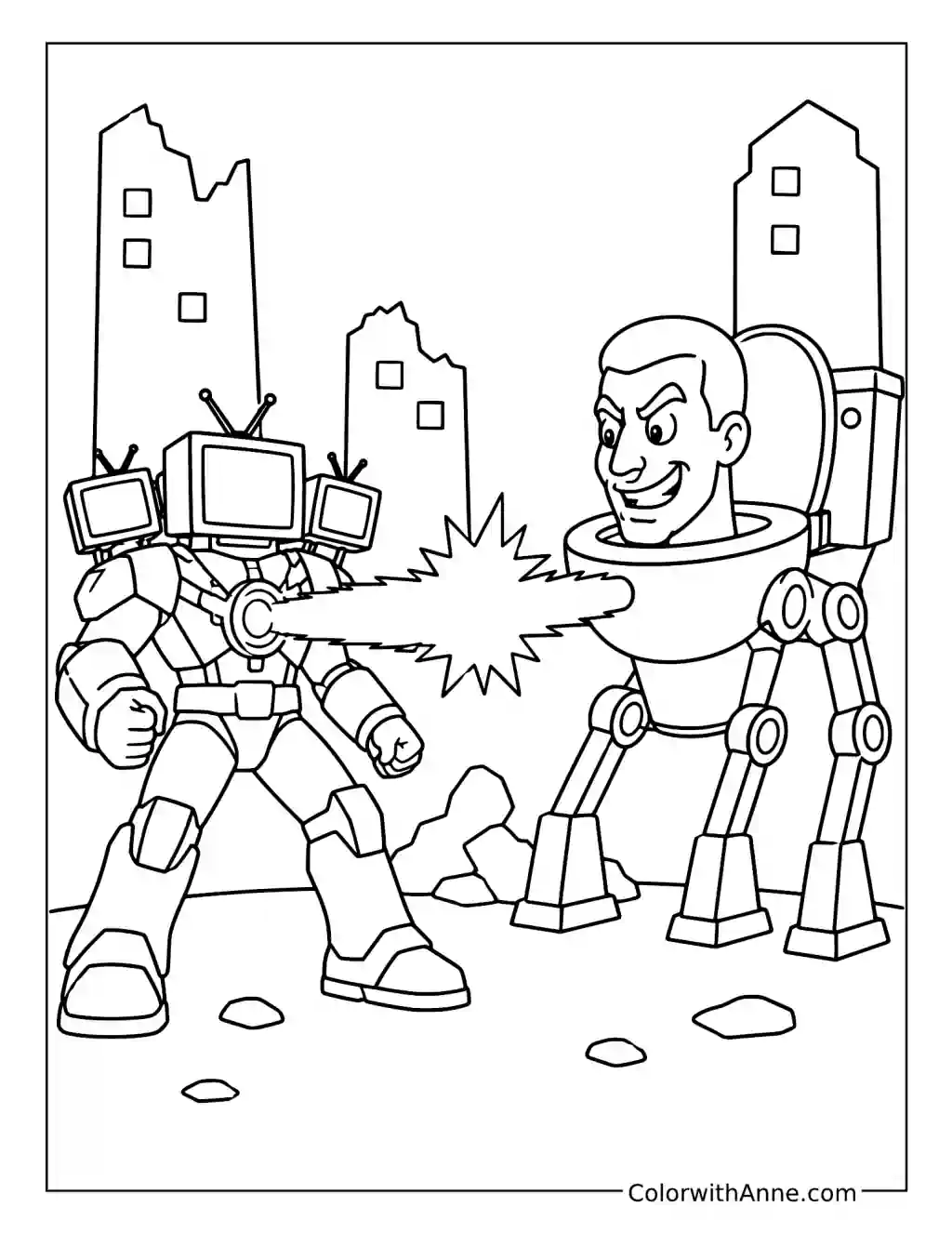 Titan TV Man vs G-Toilet coloring page