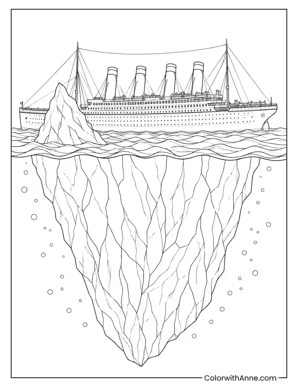 Titanic and the Hidden Iceberg coloring page