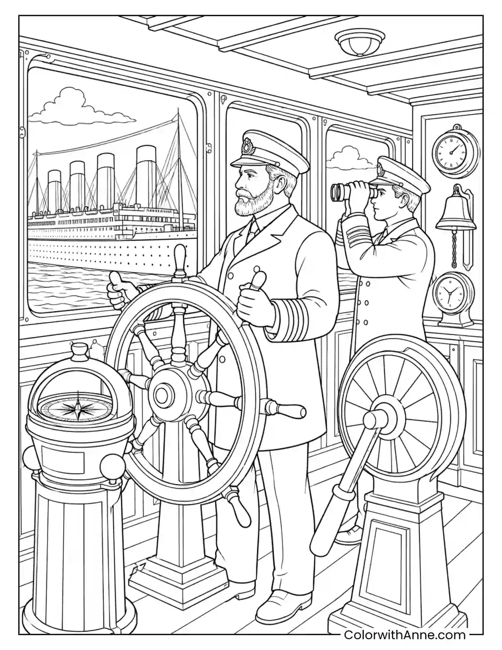 Titanic's Captain's Bridge coloring page