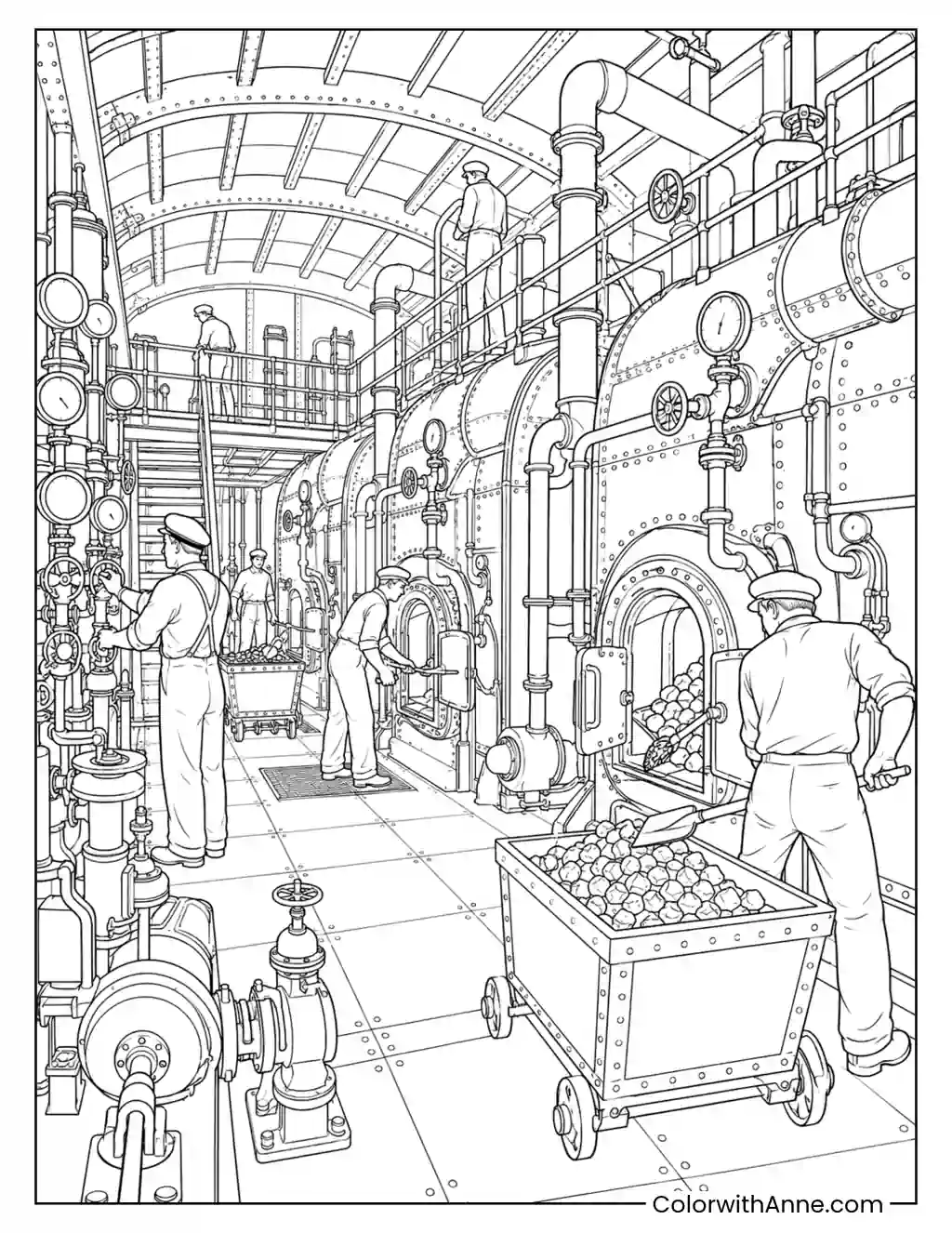 Titanic's Engine and Boiler Room coloring page
