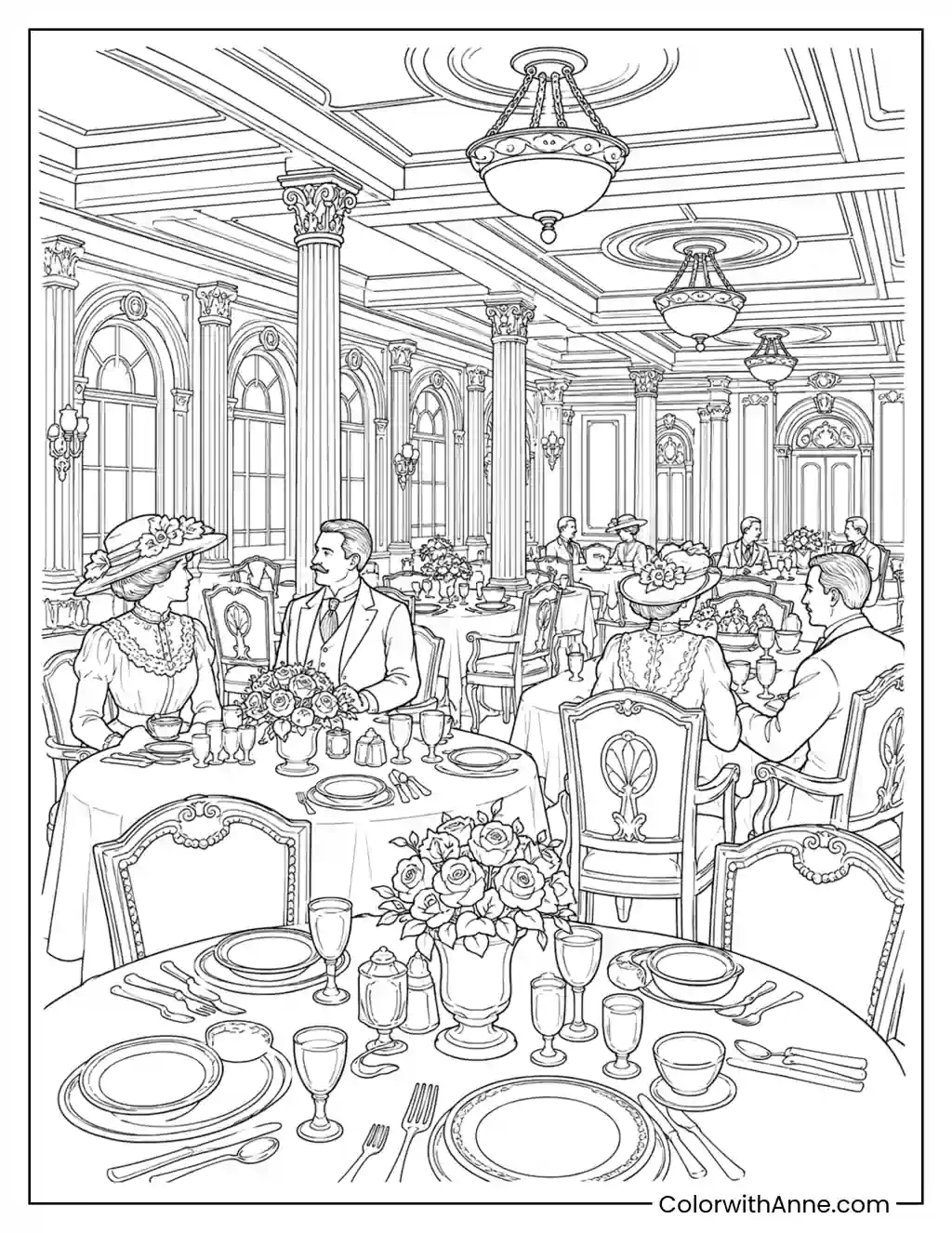 Titanic's First-Class Dining Saloon coloring page