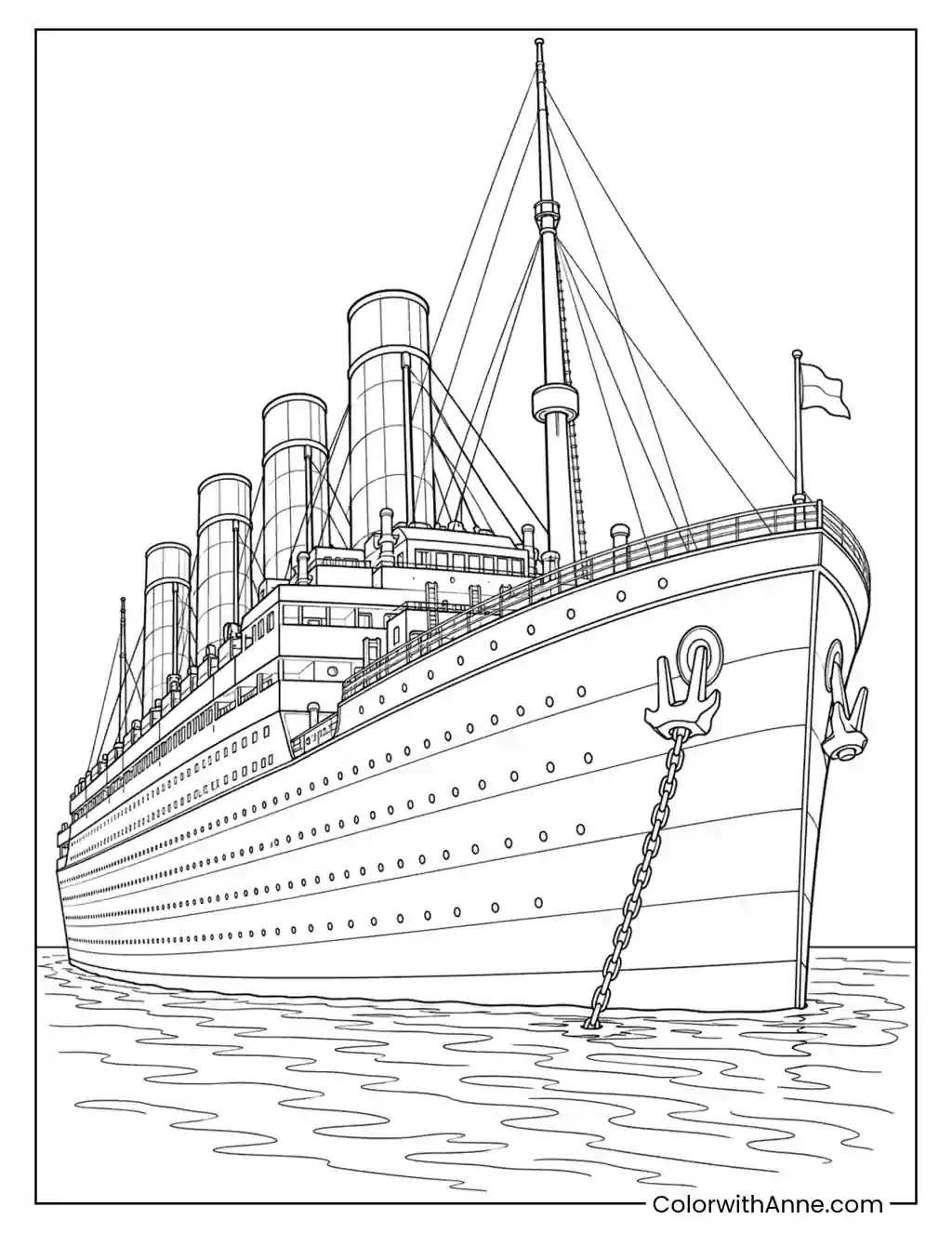Titanic's Majestic Bow coloring page