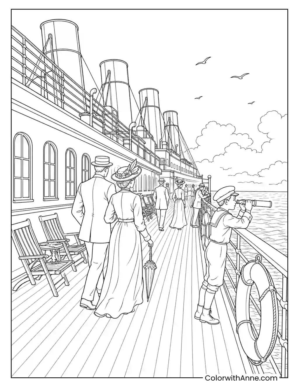 Titanic's Promenade Deck coloring page