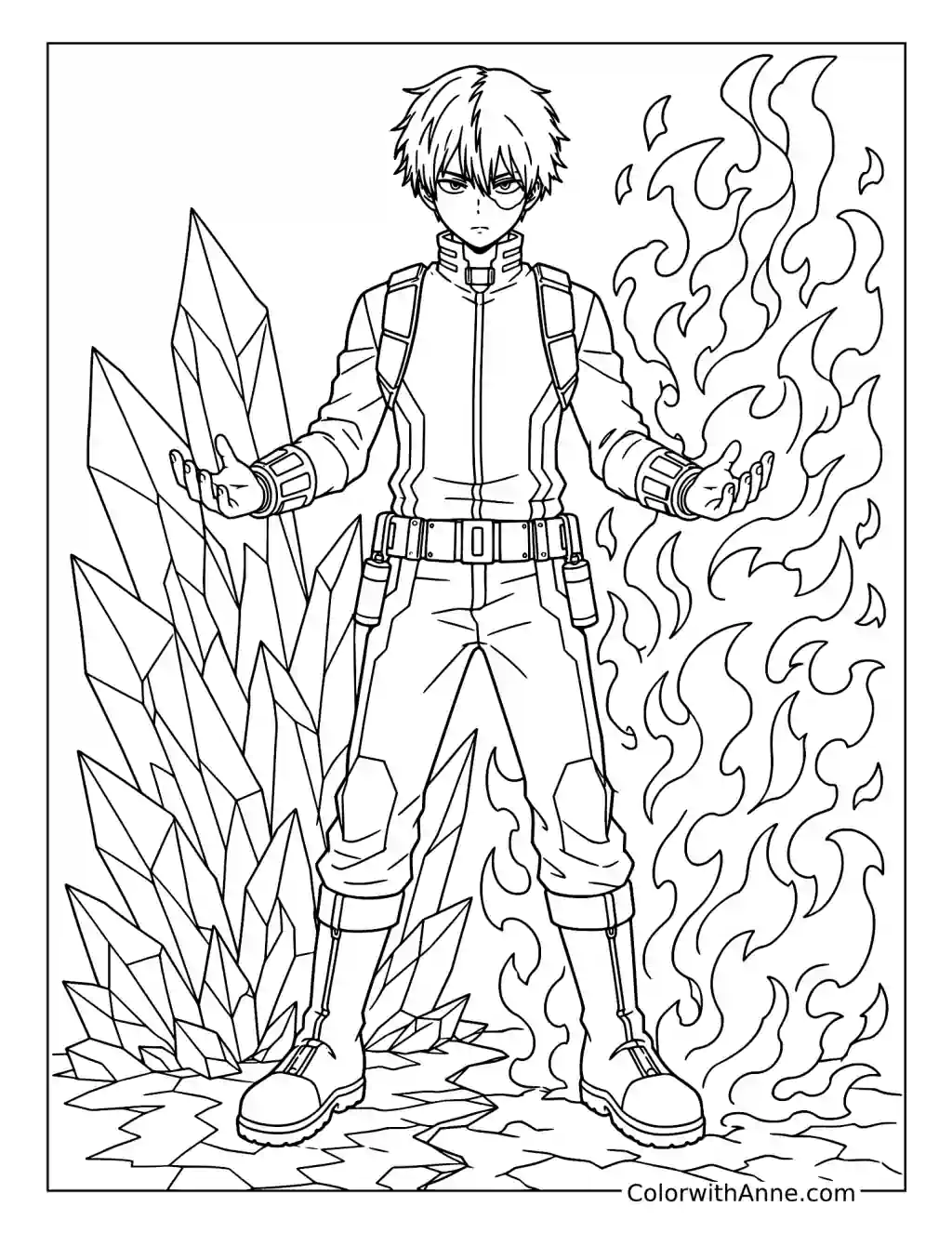 Todoroki’s Fire and Ice coloring page