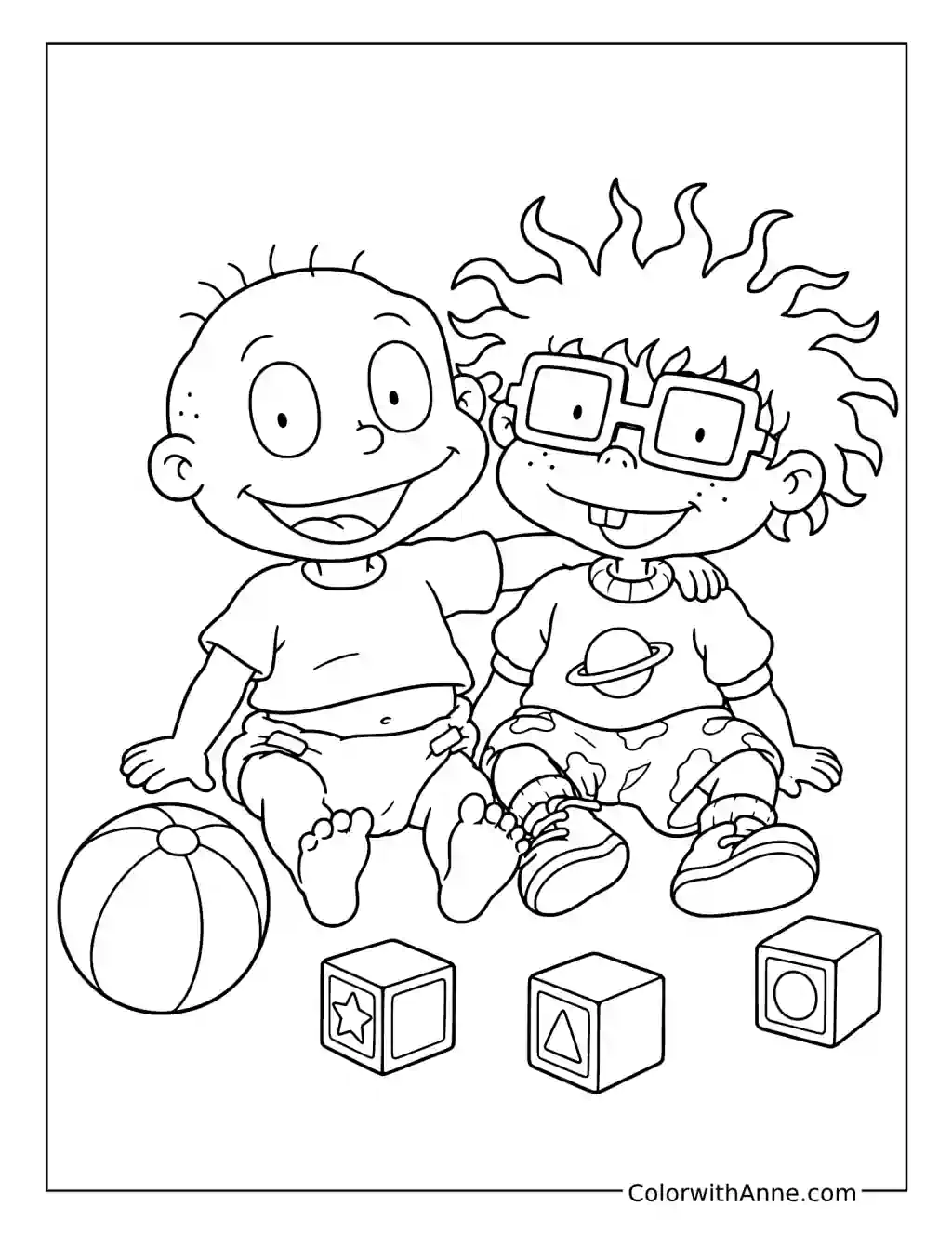 Tommy and Chuckie Best Friends coloring page