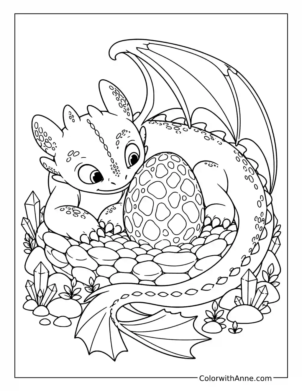 Toothless and the Dragon Egg coloring page