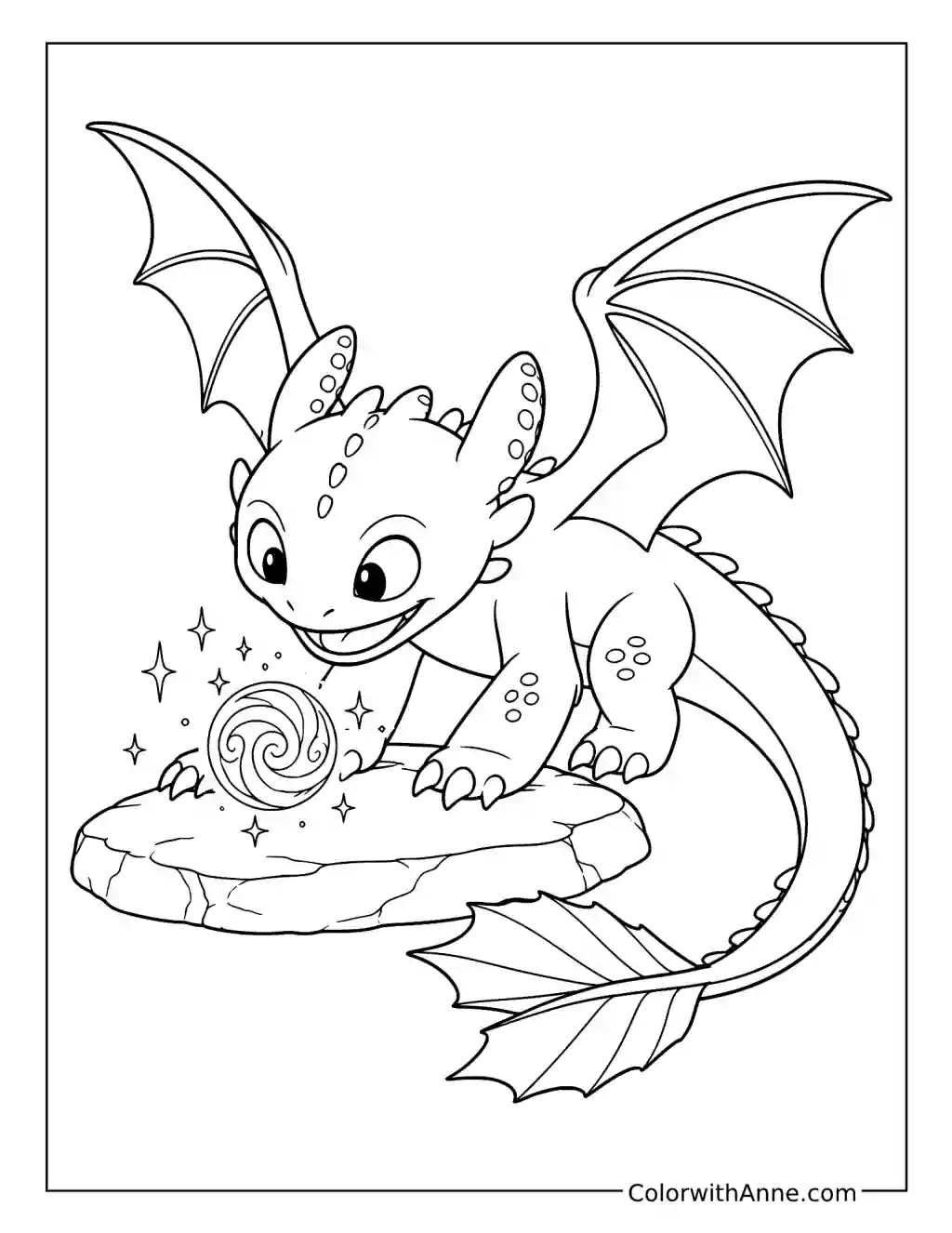 Toothless Plays with Magical Light coloring page