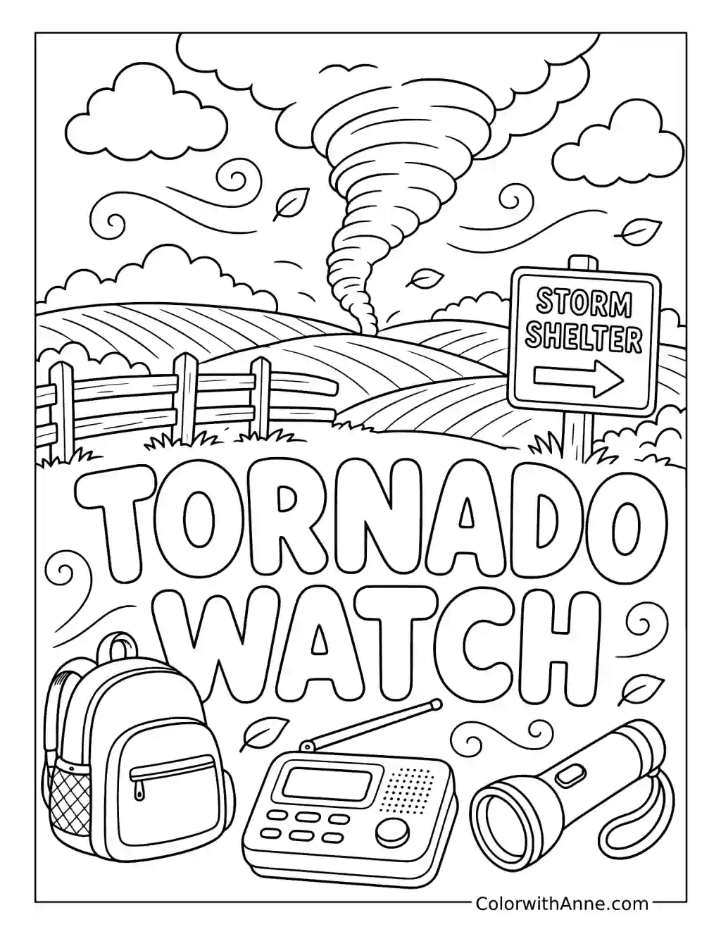 Tornado Watch coloring page