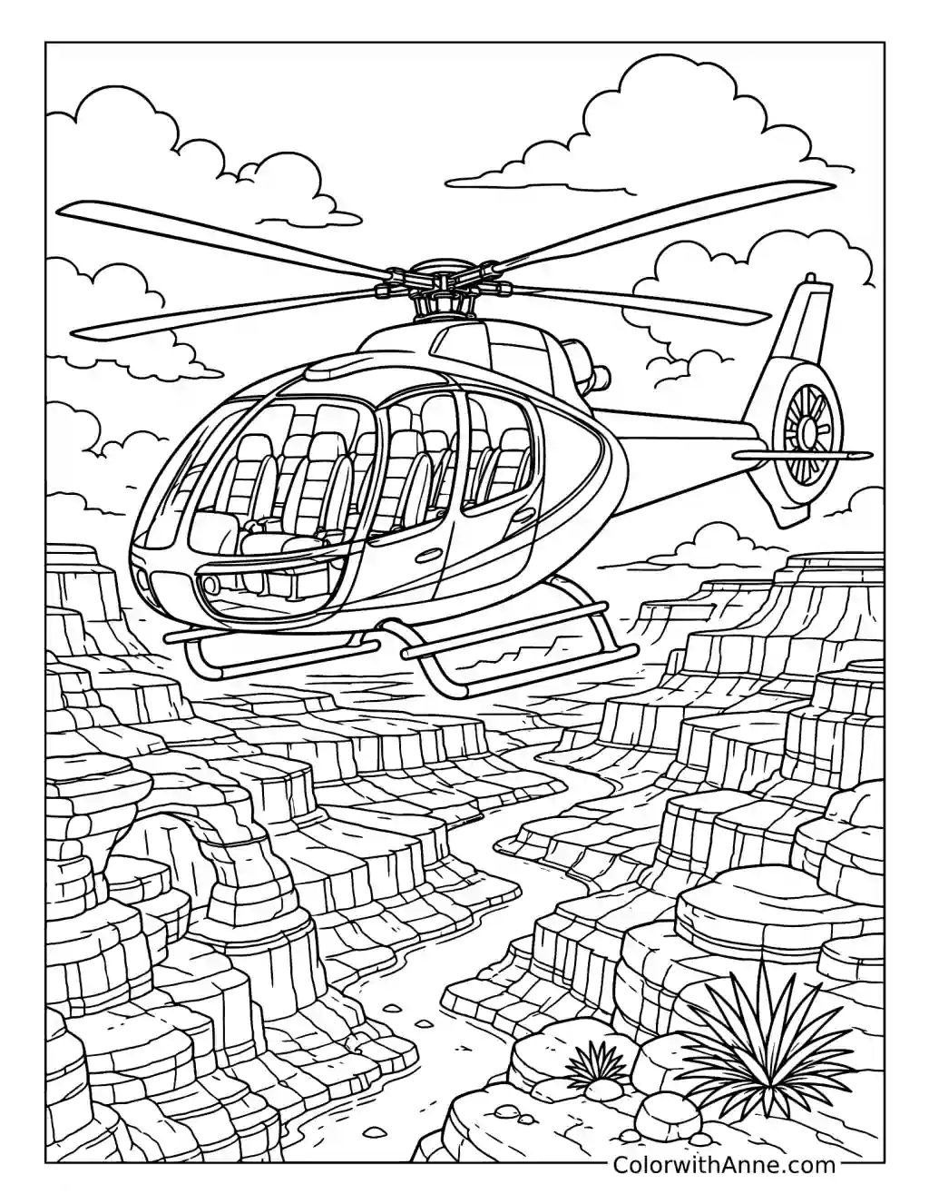 Tour Helicopter Over the Grand Canyon coloring page