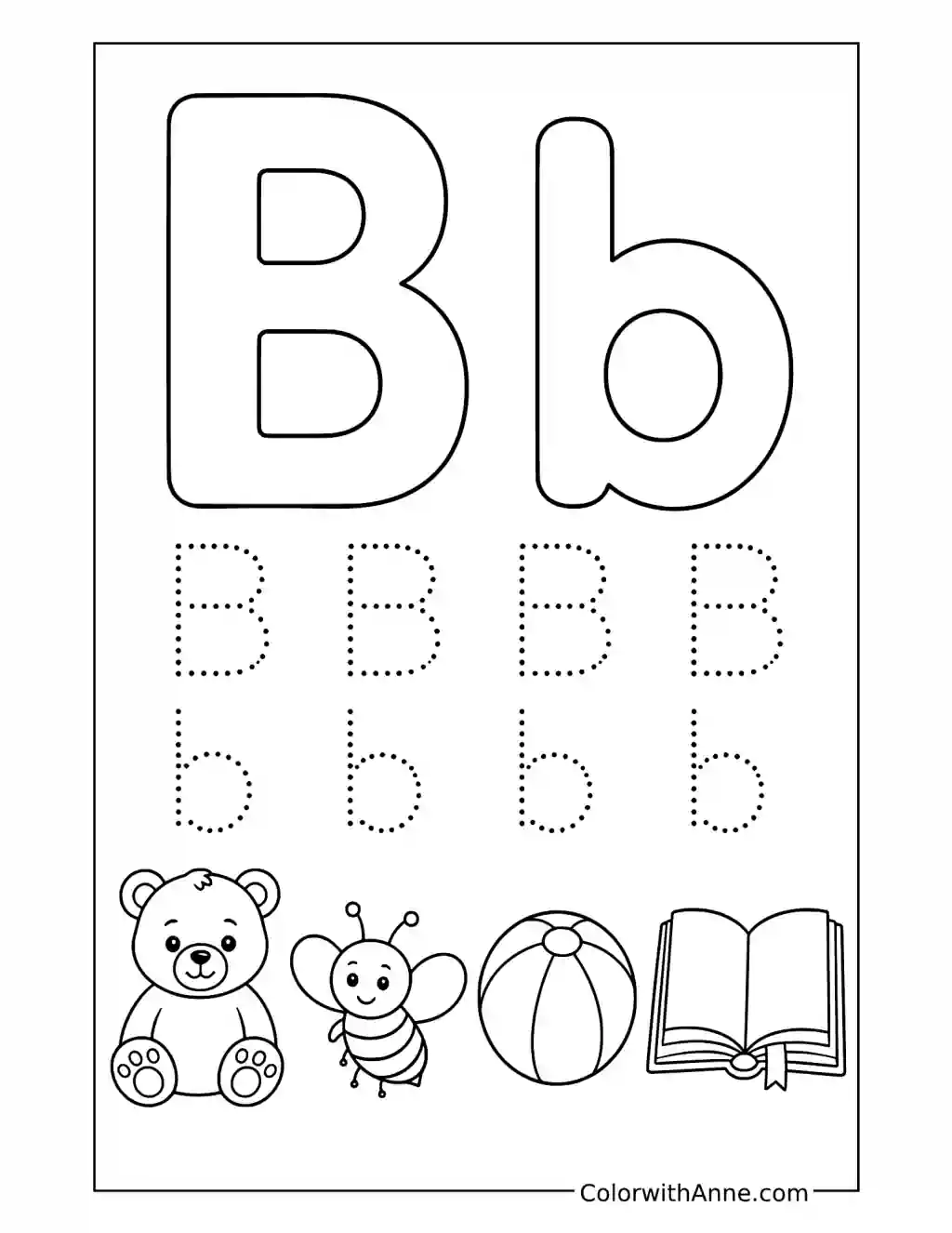 Trace and Color Letter B coloring page