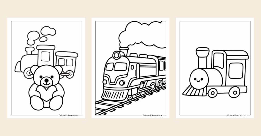 train coloring pages banner