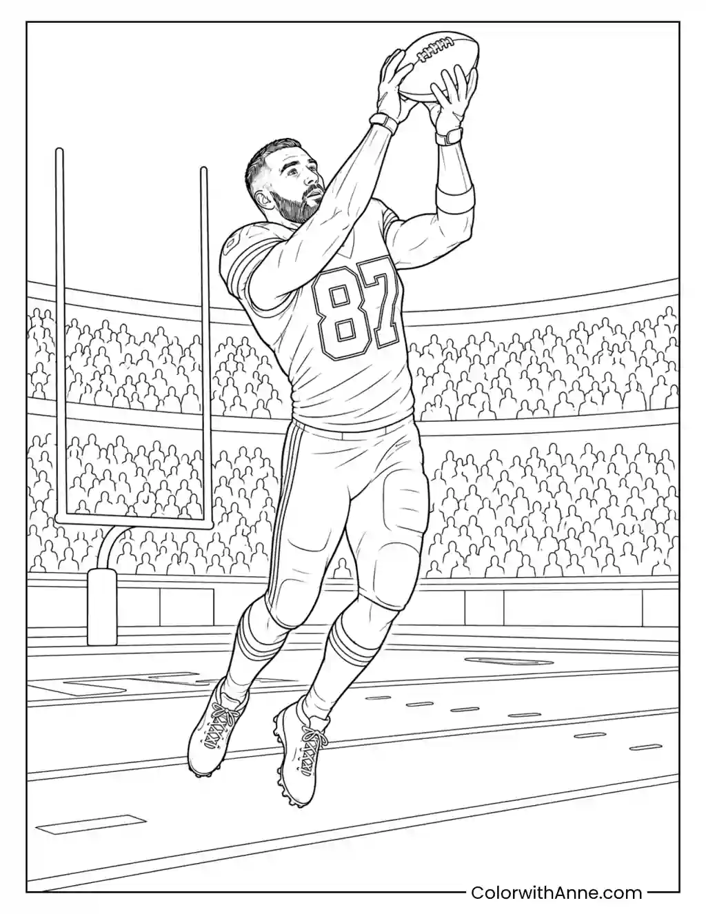 Travis Kelce’s Leaping Catch coloring page