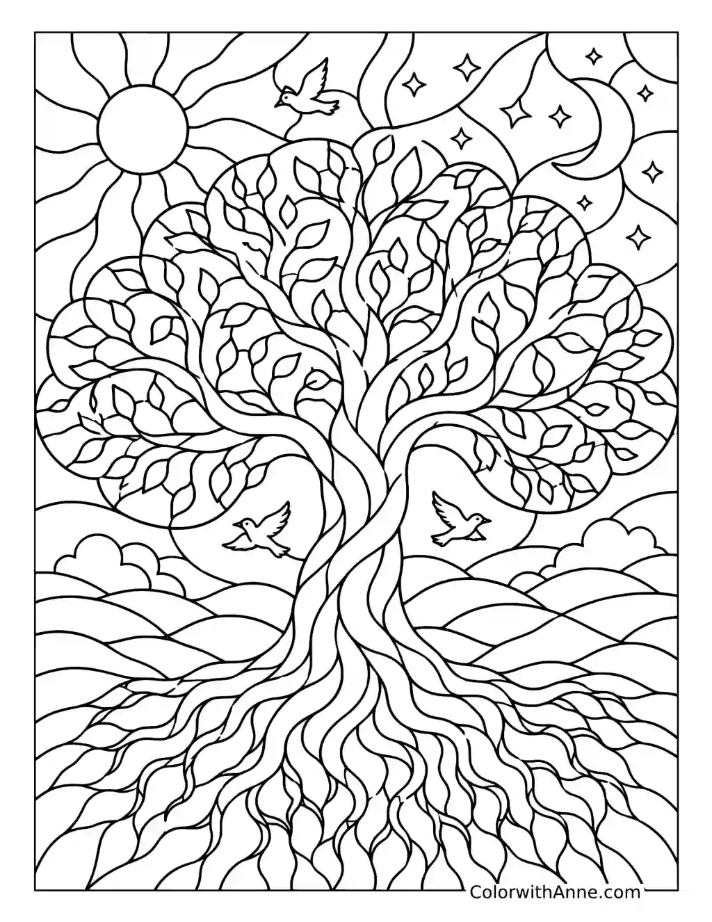 Tree of Life Stained Glass coloring page