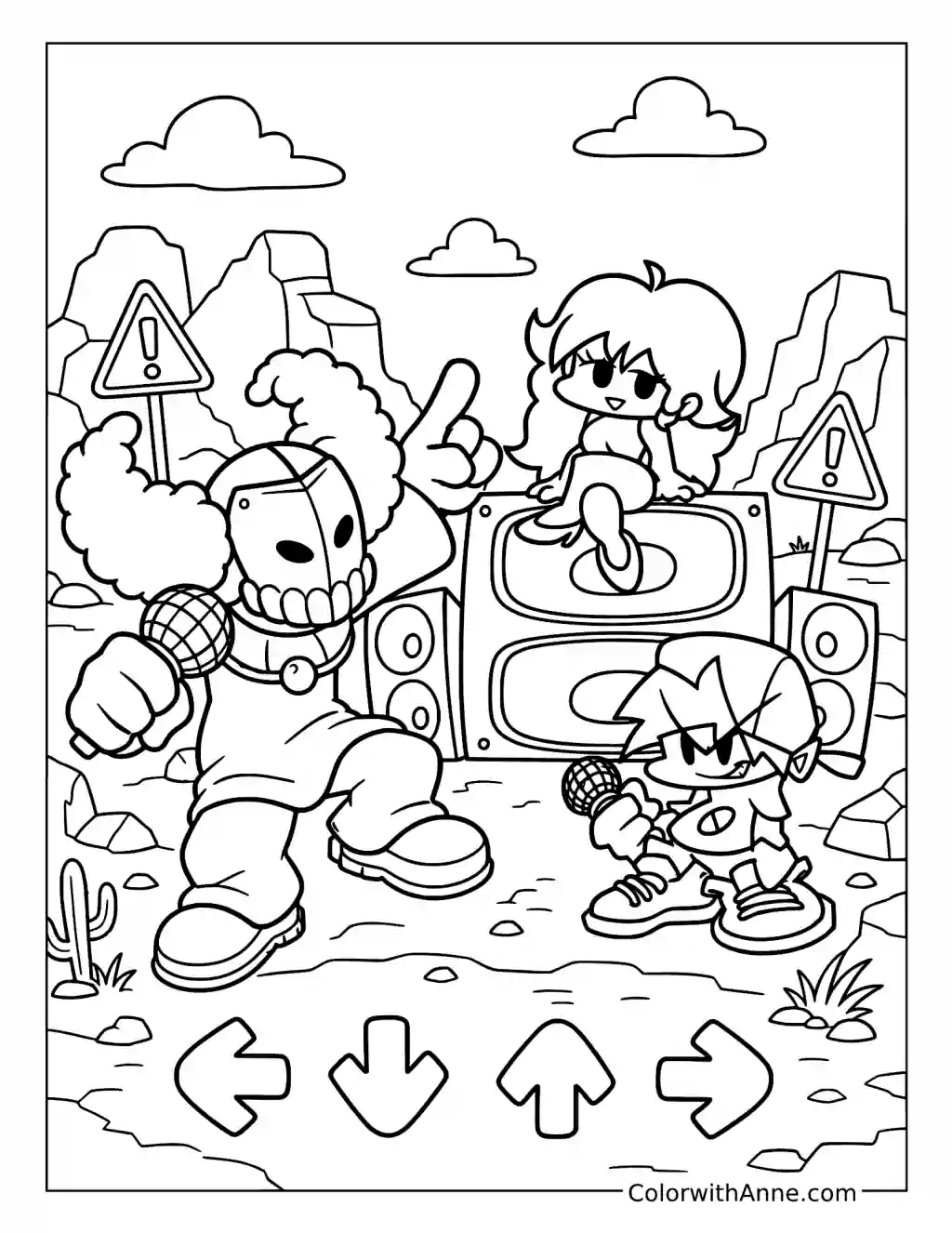Tricky the Clown Rhythm Battle coloring page