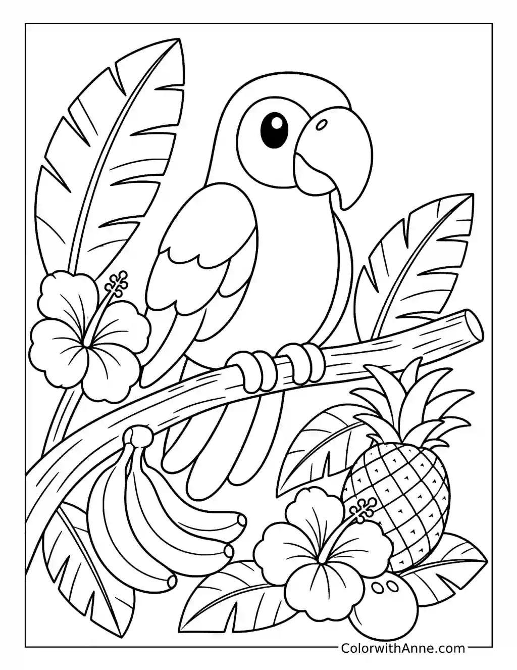 Tropical Parrot coloring page