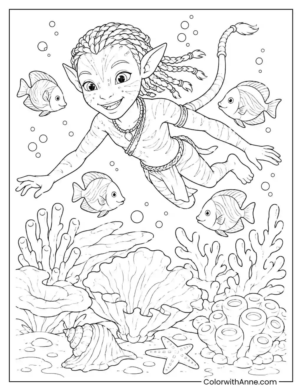 Tuk Explores the Coral Reef coloring page