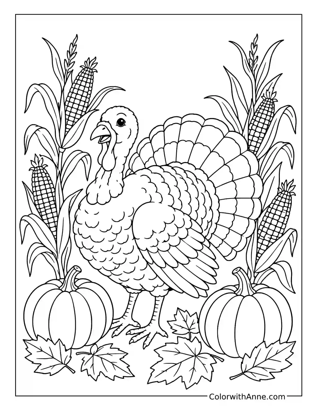 Turkey with Corn coloring page