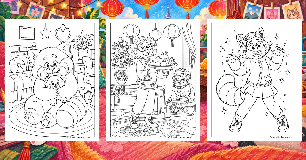 Turning Red Coloring Pages banner