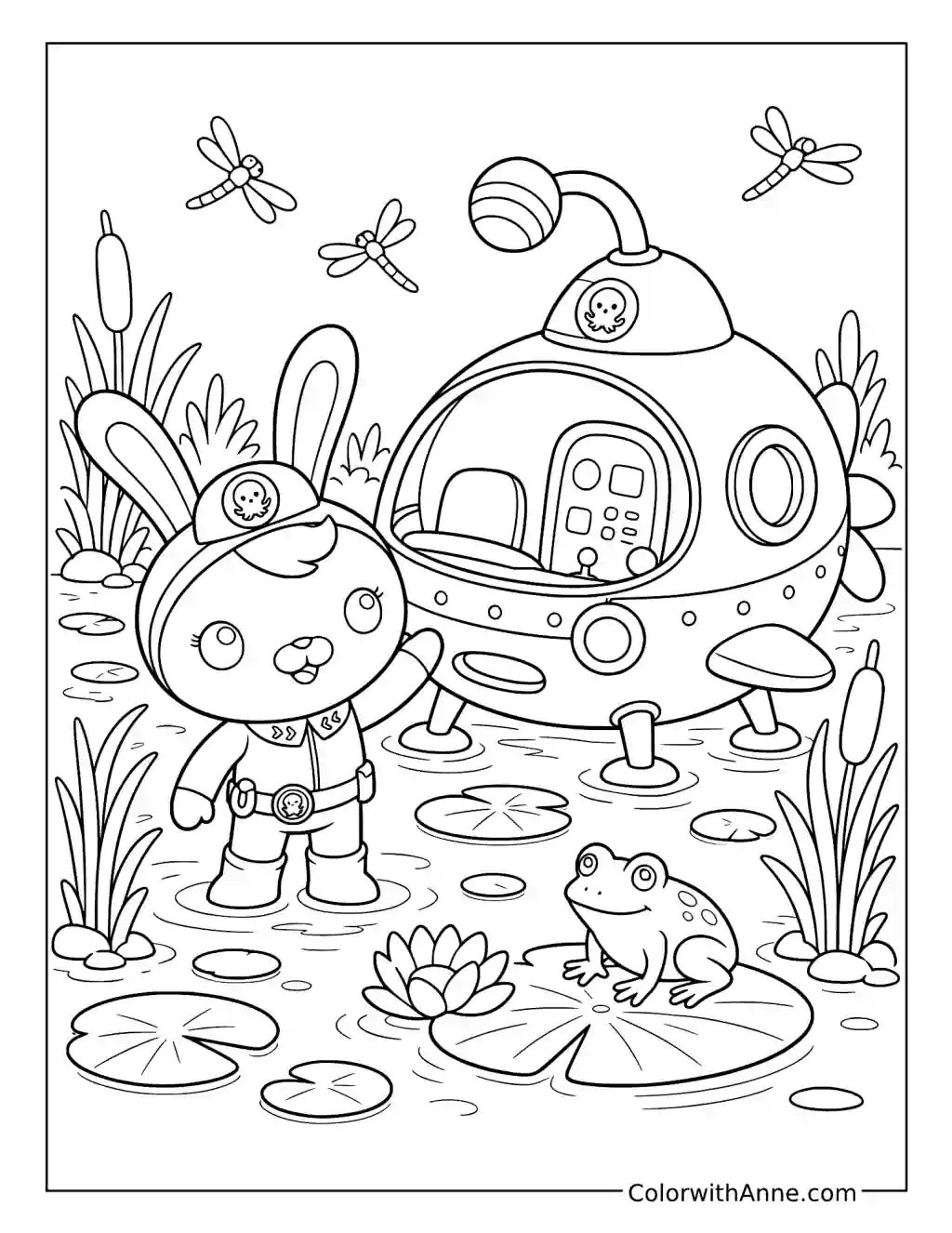 Tweak Exploring a Pond with a Frog coloring page