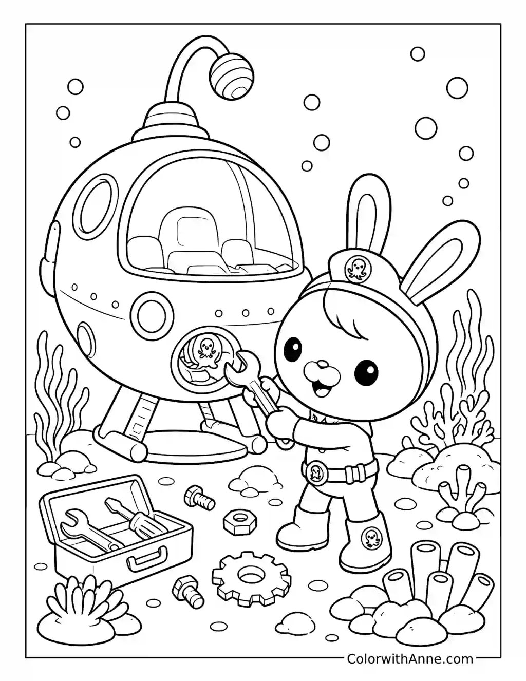 Tweak Repairing a Submarine with a Wrench coloring page