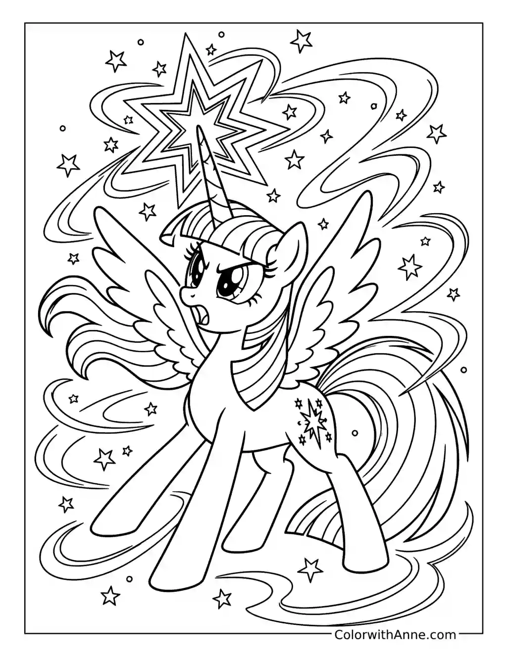 Twilight Sparkle Casting a Powerful Spell coloring page
